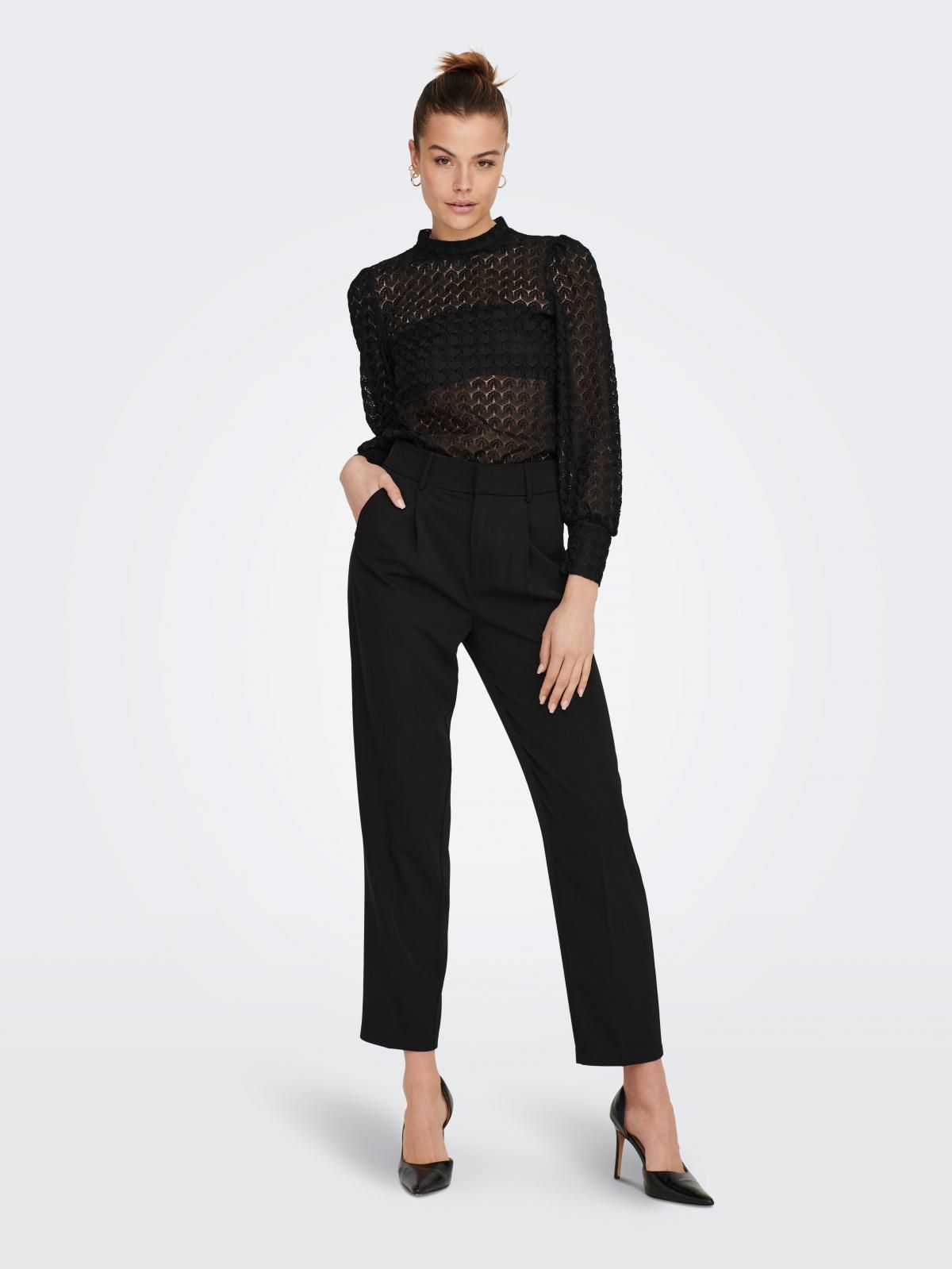 제이디와이 레이스 시스루 하이넥 블라우스 15268408_2161 BLACK / BLACK - 상세 이미지 5