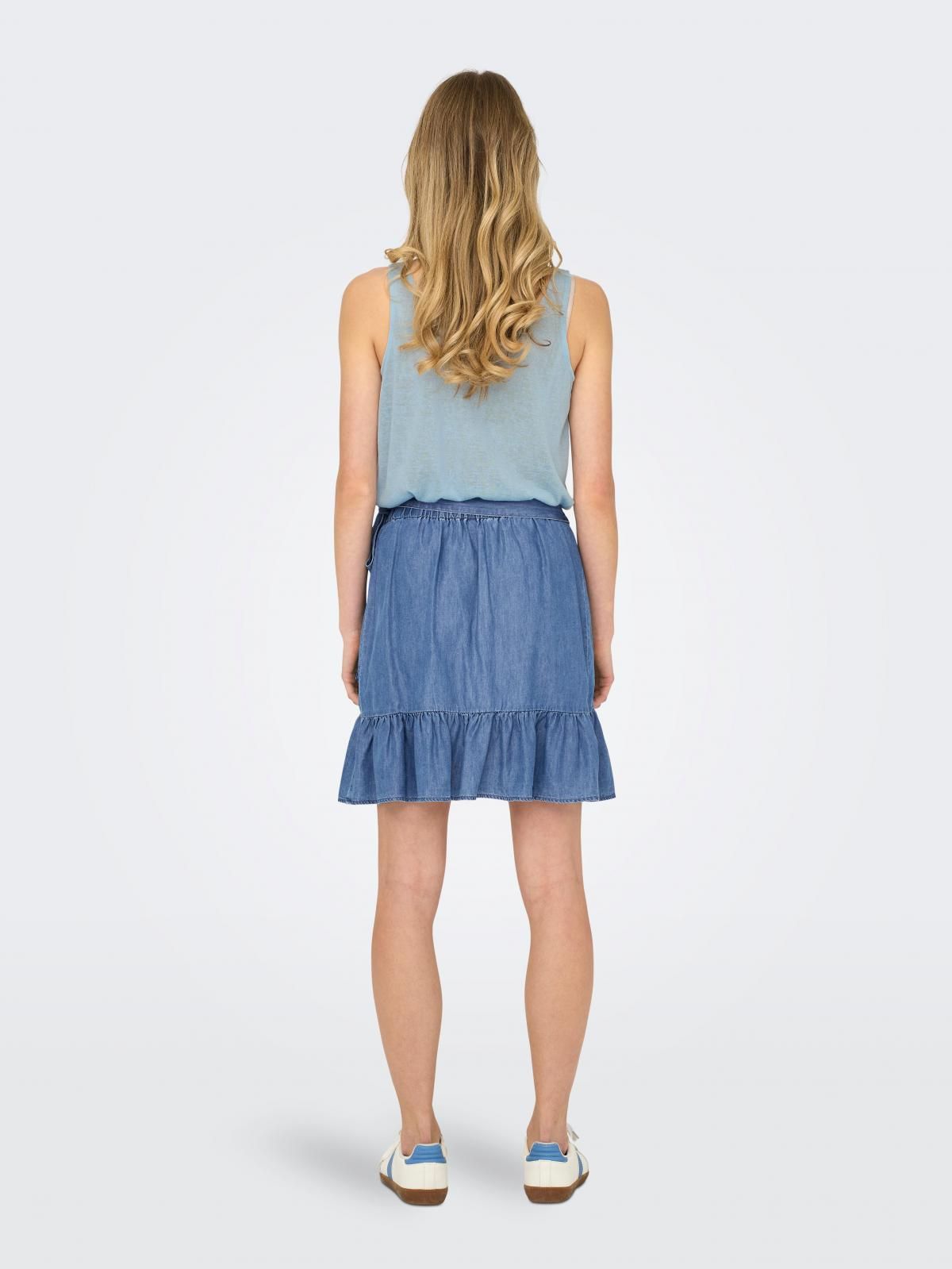 온리 러플 리본 데님 랩 미니 스커트 15344286_2115 BLUE / MEDIUM BLUE DENIM - 상세 이미지 2