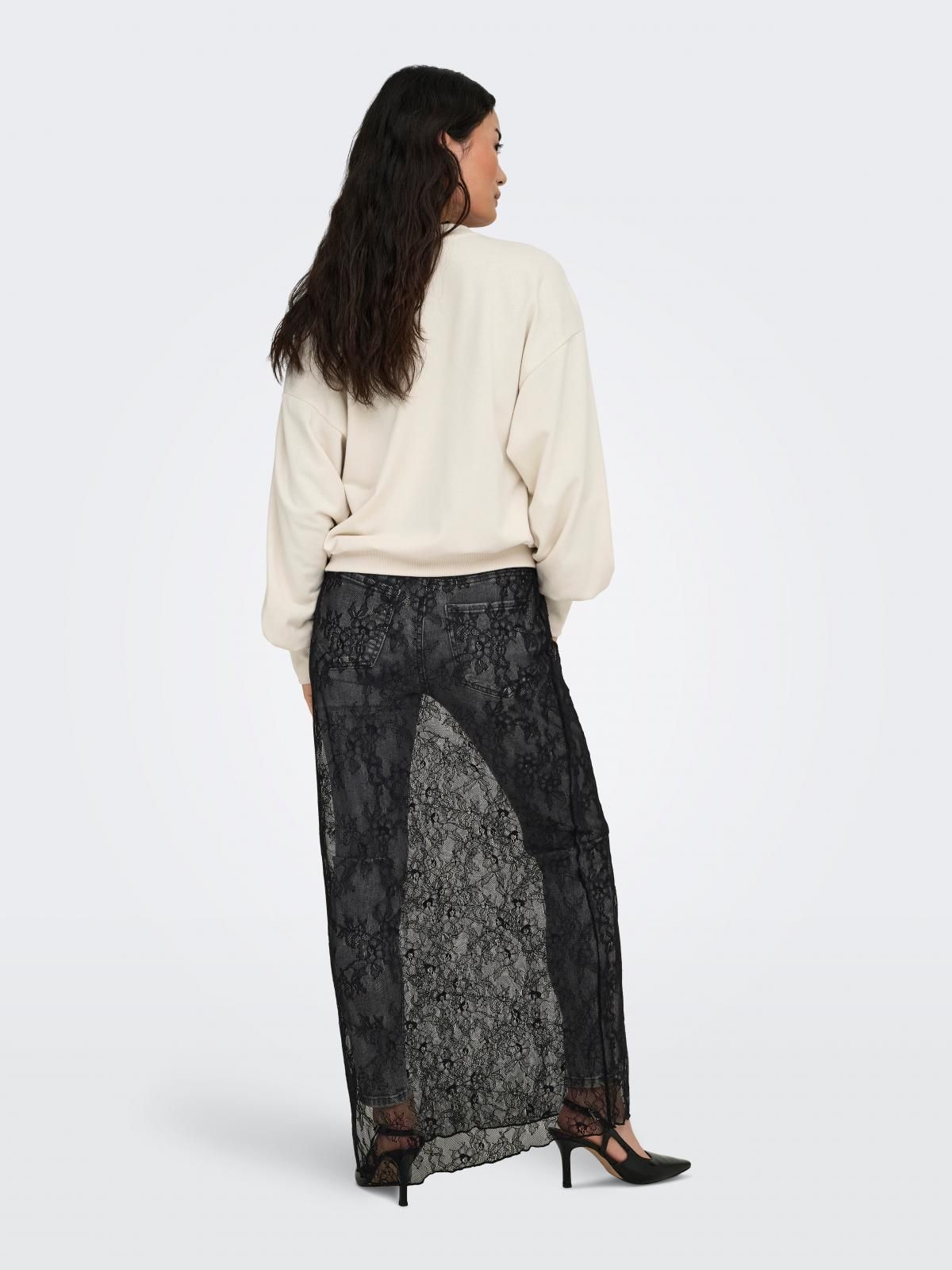 온리 레이스 시스루 롱 원피스 블랙 슬림핏 15359716_2161 BLACK / BLACK - 상세 이미지 3