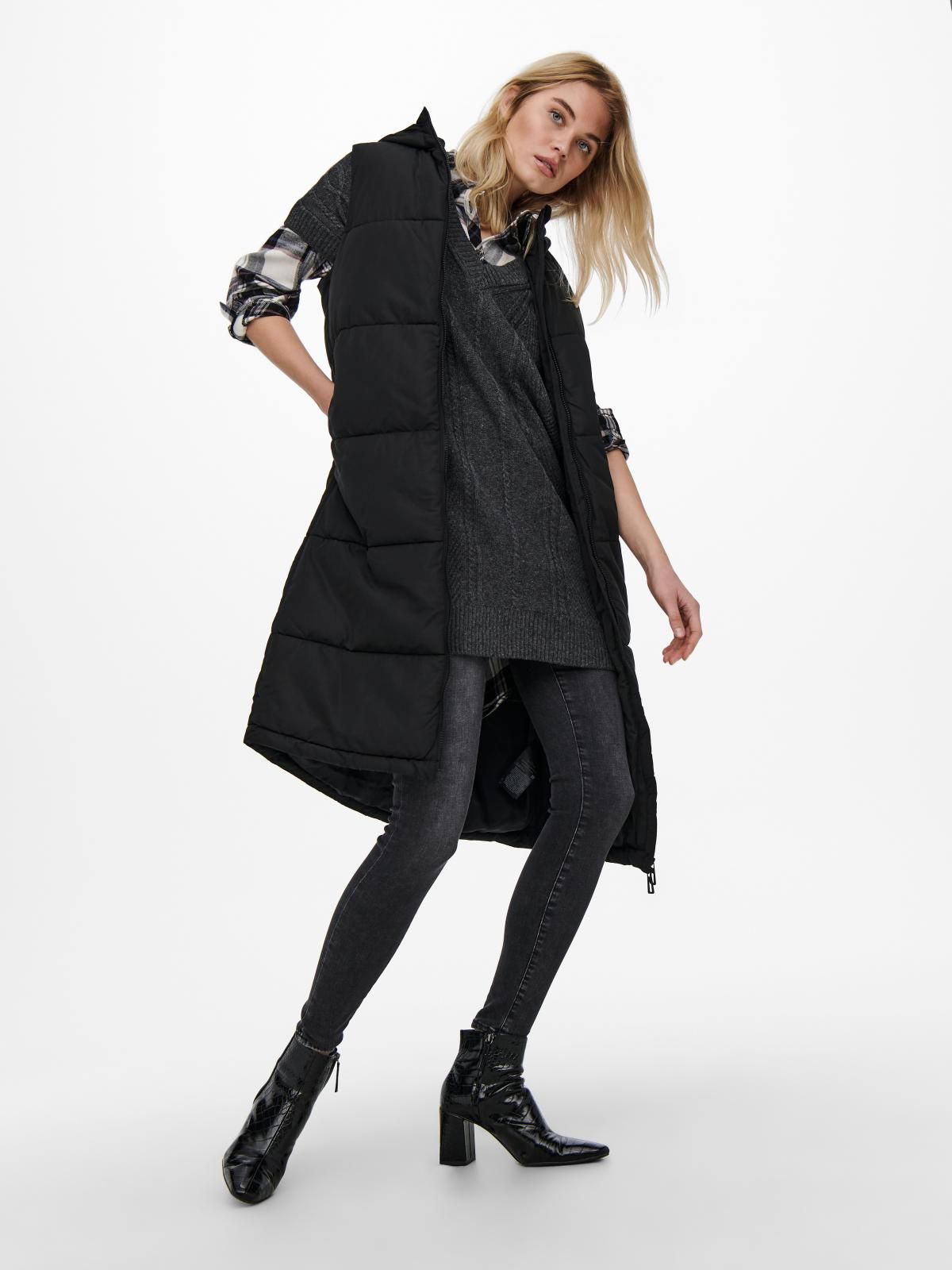 온리 하이넥 롱 패딩 베스트 15241995_2161 BLACK / BLACK 이미지 8