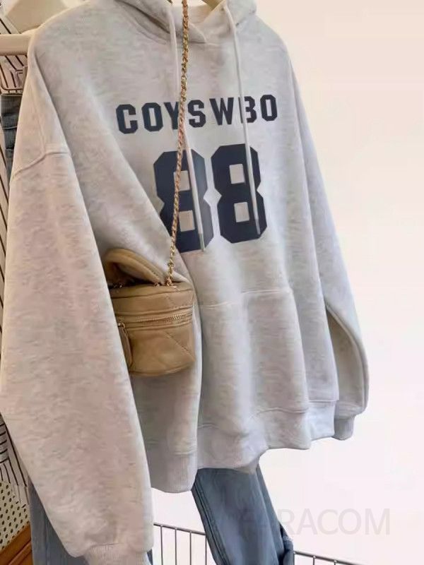 여성 오버핏 레터링 기모 후드티 루즈핏 맨투맨 풀오버 긴팔티셔츠 캐주얼 데일리 가을 겨울 - 상세 이미지 3