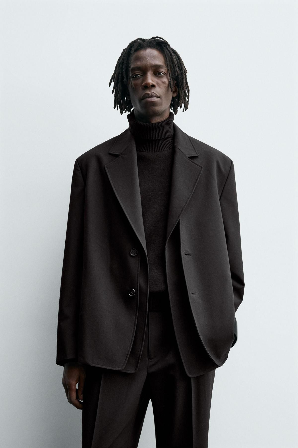 자라 블랙 탈착 라펠 테일러드 블레이저 7380/450 BLACK - 상세 이미지 3
