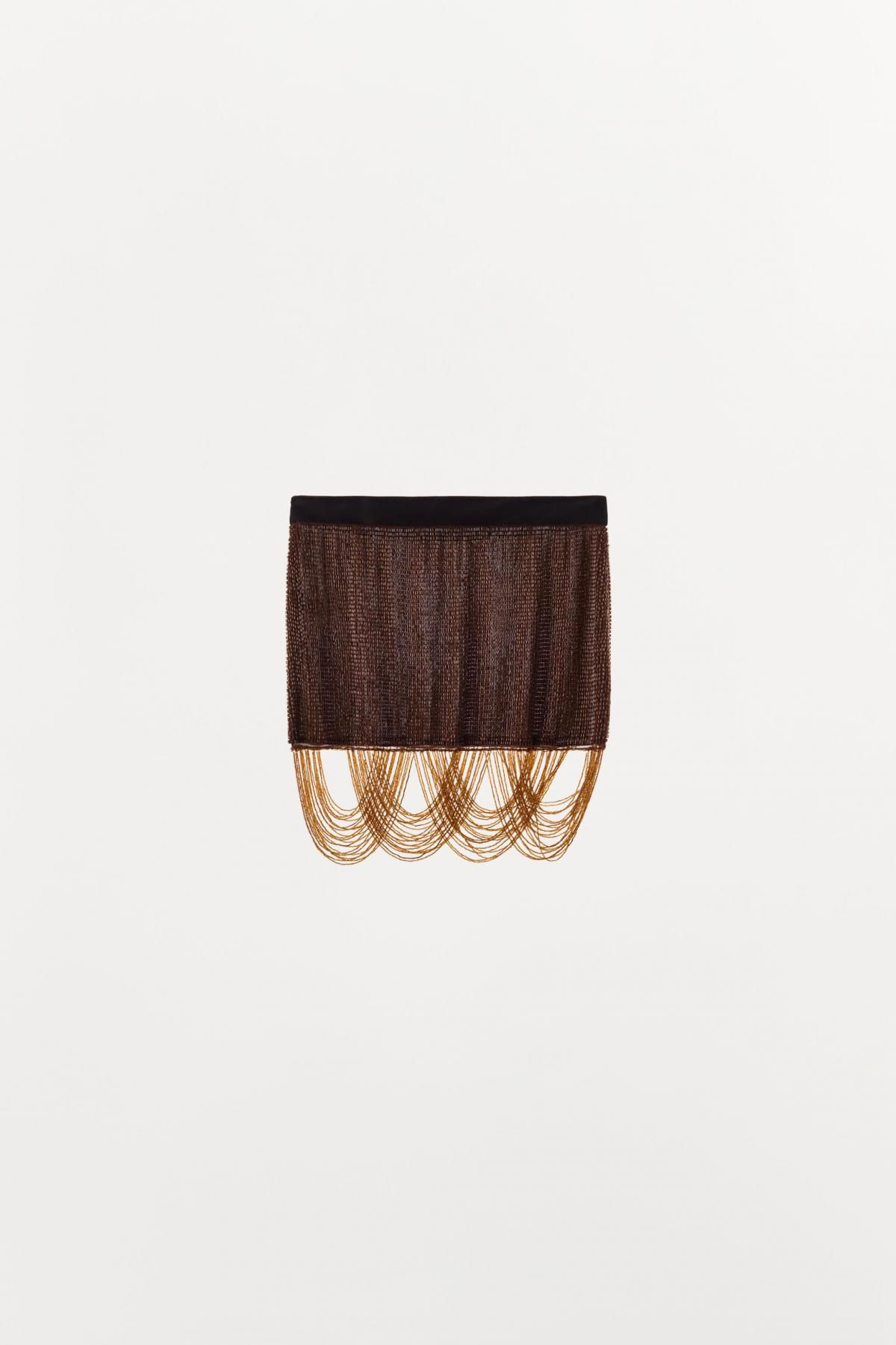 자라 트렌디 비즈 프린지 미니 스커트 1758/629 BROWN 이미지 6
