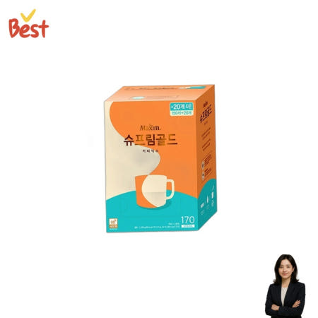 자이언트캣마켓협력사 [식품반품불가] 맥심 슈프림골드 믹스커피 170T 프리미엄 부드러운맛 탕비실 사무실