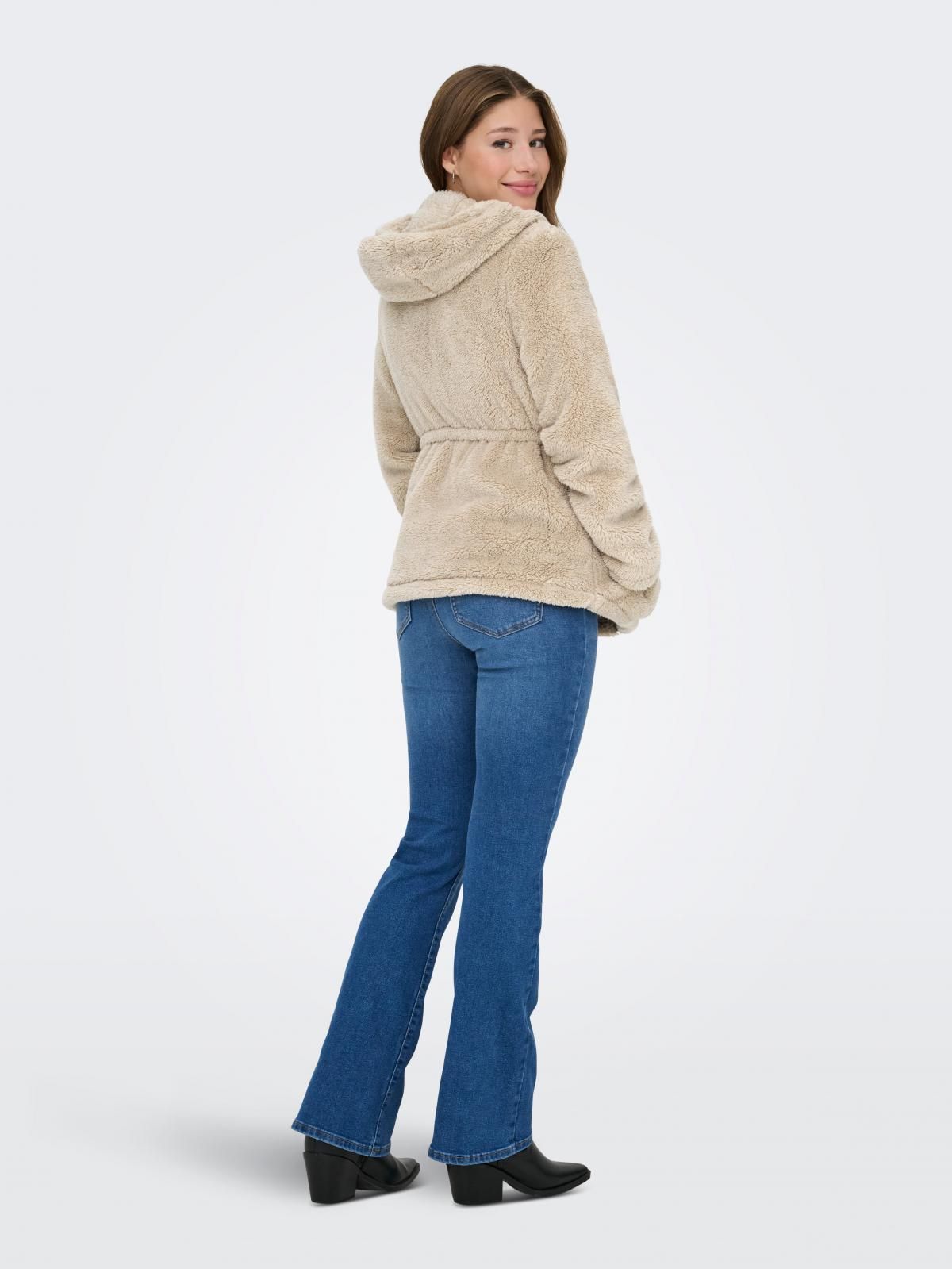 온리 테디 퍼 후드 집업 재킷 소프트 베이지 15341989_1959 WHITE / HUMUS - 상세 이미지 2