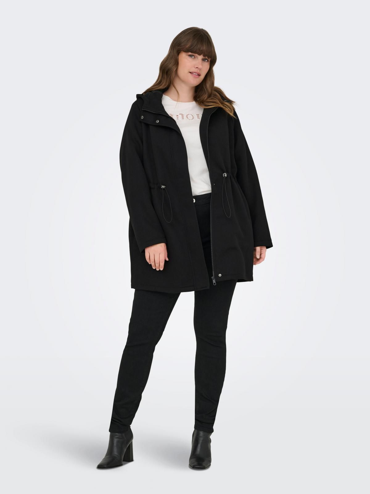 온리 빅사이즈 후드 롱 코트 15349981_2161 BLACK / BLACK - 상세 이미지 5
