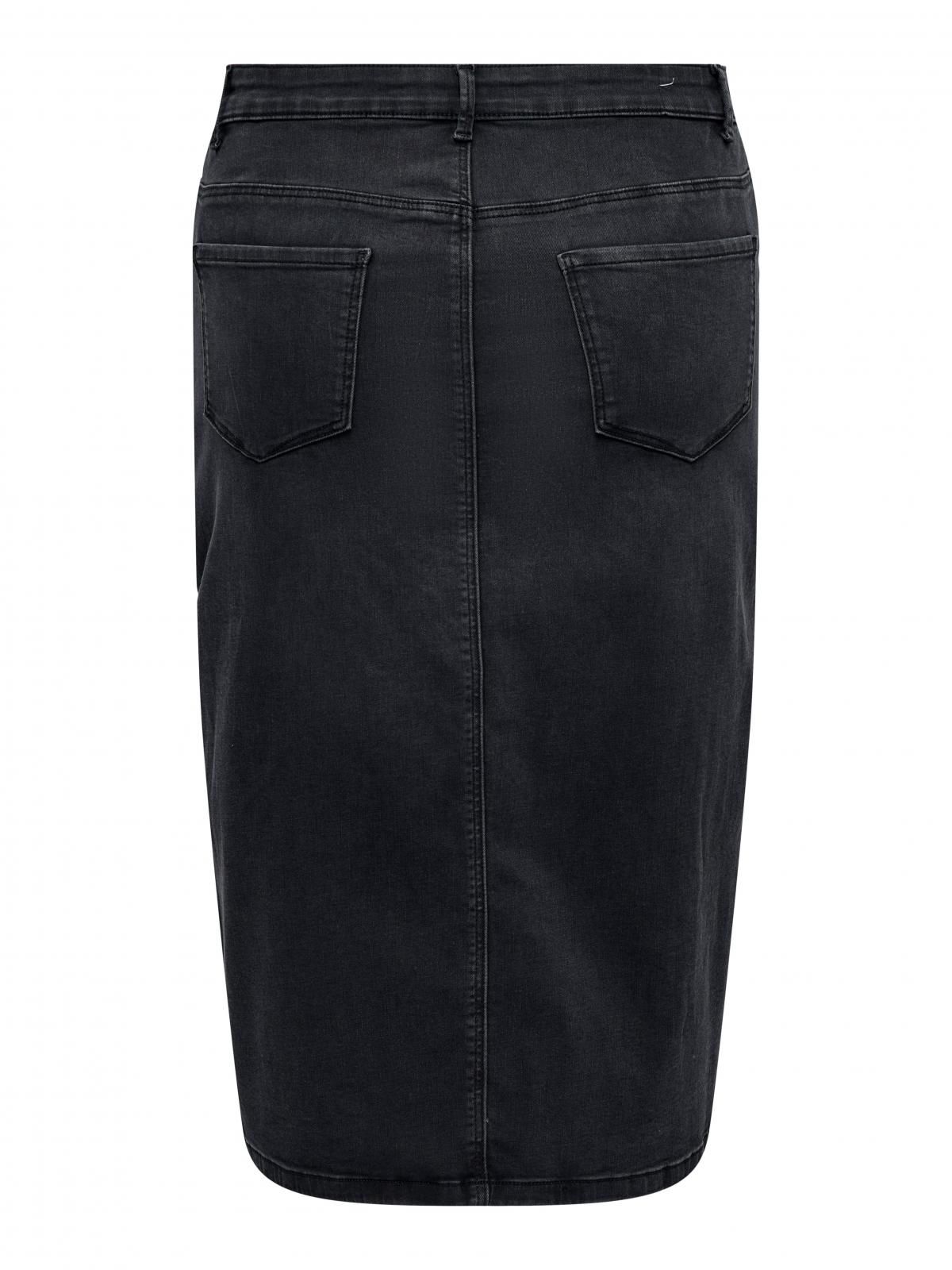 온리 빅사이즈 데님 미디 스커트 슬릿 포켓 15320978_8183 BLACK / WASHED BLACK - 상세 이미지 4