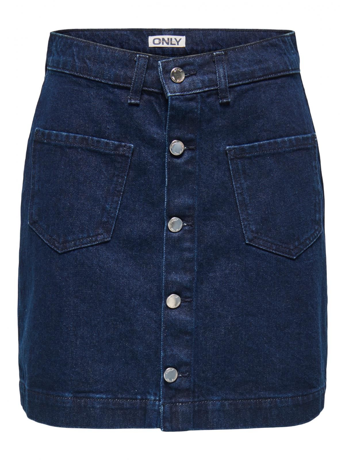 온리 트렌디 데님 하이웨이스트 미니 스커트 15349035_2114 BLUE / DARK BLUE DENIM - 상세 이미지 3