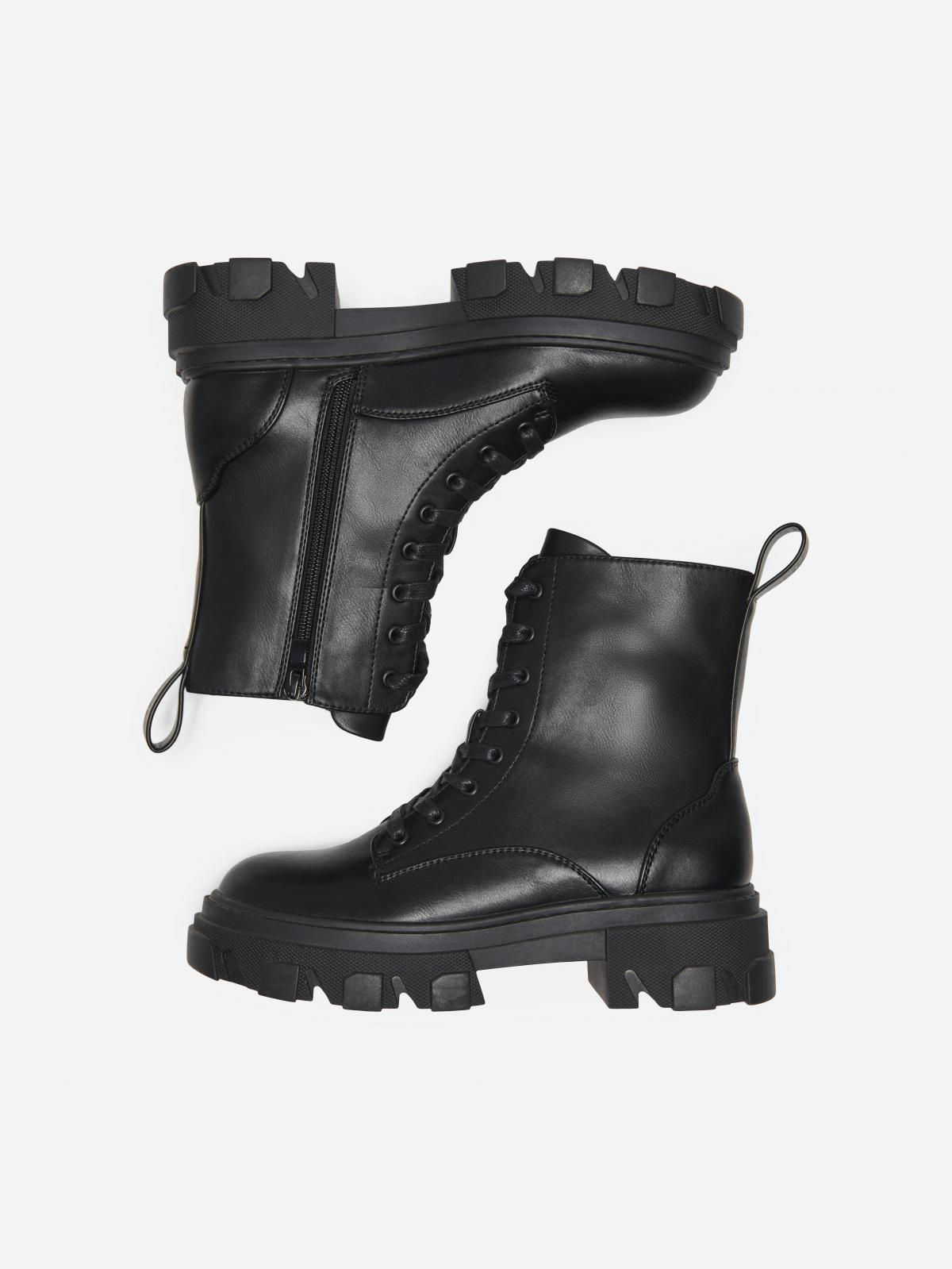 온리 청키 앵클 레이스업 워커 부츠 15367244_2161 BLACK / BLACK - 상세 이미지 3