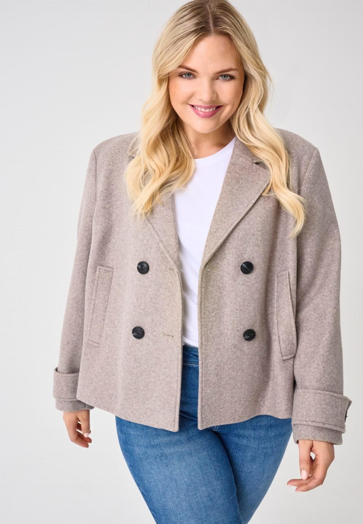 온리 테크니컬 더블버튼 크롭 숏 코트 15354771_8203_1208214 BROWN / MOCHA MERINGUE - 상세 이미지 2
