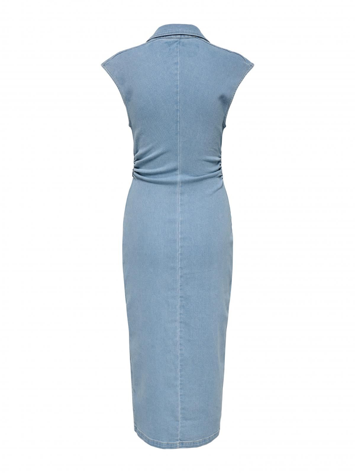 온리 데님 버튼업 브이넥 미디 원피스 15351429_2116 BLUE / LIGHT BLUE DENIM - 상세 이미지 4