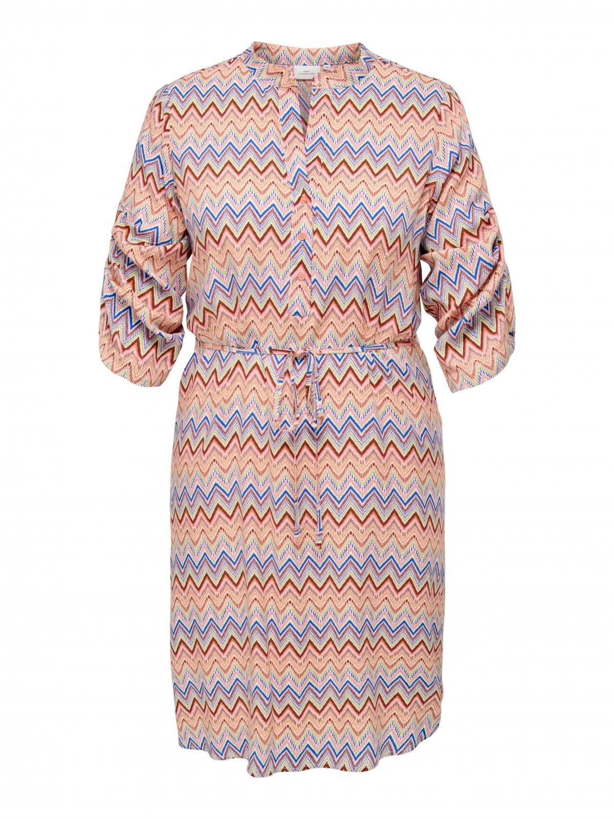 온리 빅사이즈 패턴 브이넥 미디 원피스 15346954_603_1181090 ORANGE / COPPER TAN - 상세 이미지 3