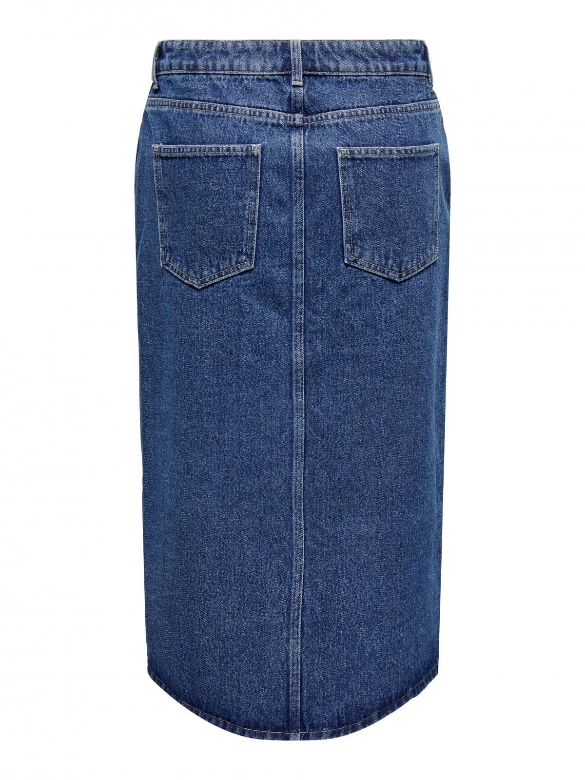 온리 데님 트렌디 미디 스커트 앞트임 15319268_2115 BLUE / MEDIUM BLUE DENIM - 상세 이미지 4