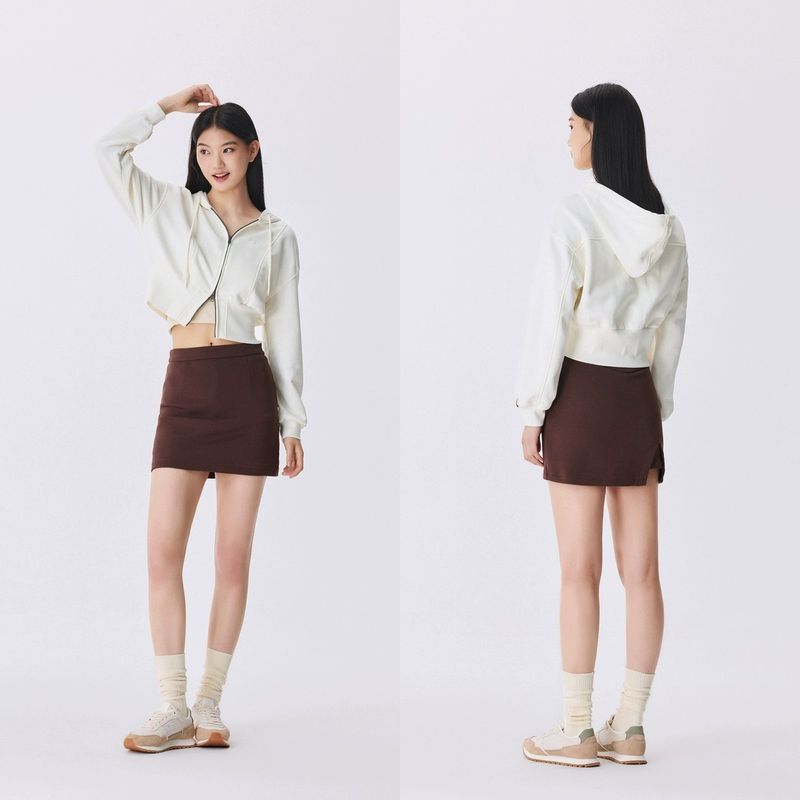 여성 크롭 양방향 지퍼 자수 재킷 가을 겨울 간절기 후드 점퍼 긴팔 아우터 그레이 조 00322 150 76A XS - 상세 이미지 2