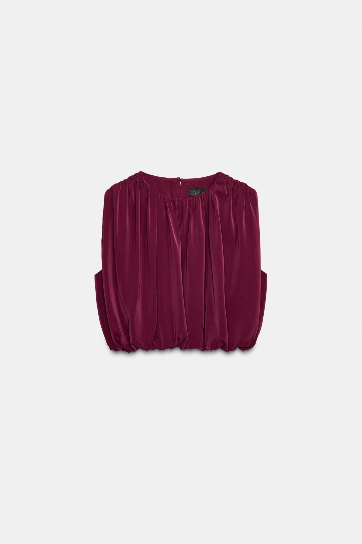 자라 벌룬 민소매 드레이프 탑 2017/911 BURGUNDY - 상품 이미지