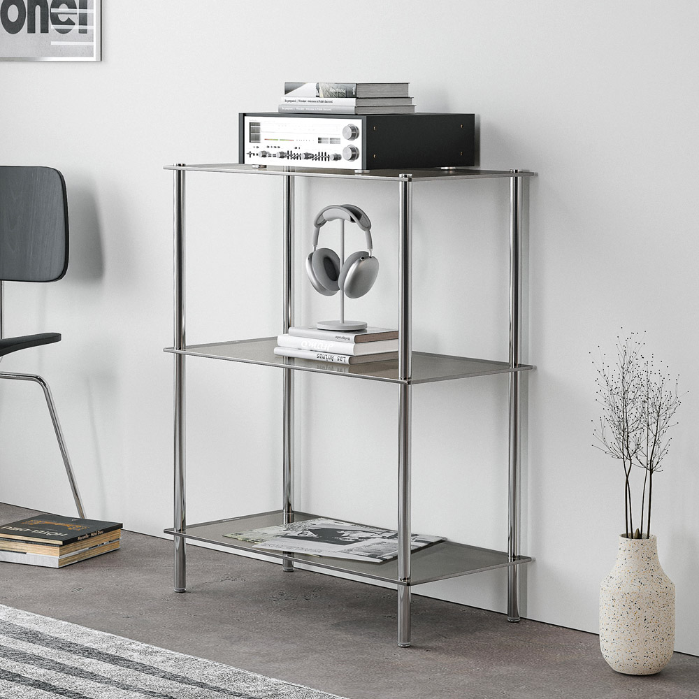 스탠드 스텐 미드센츄리 모듈 유리 수납 선반 장식장 거실장 2단