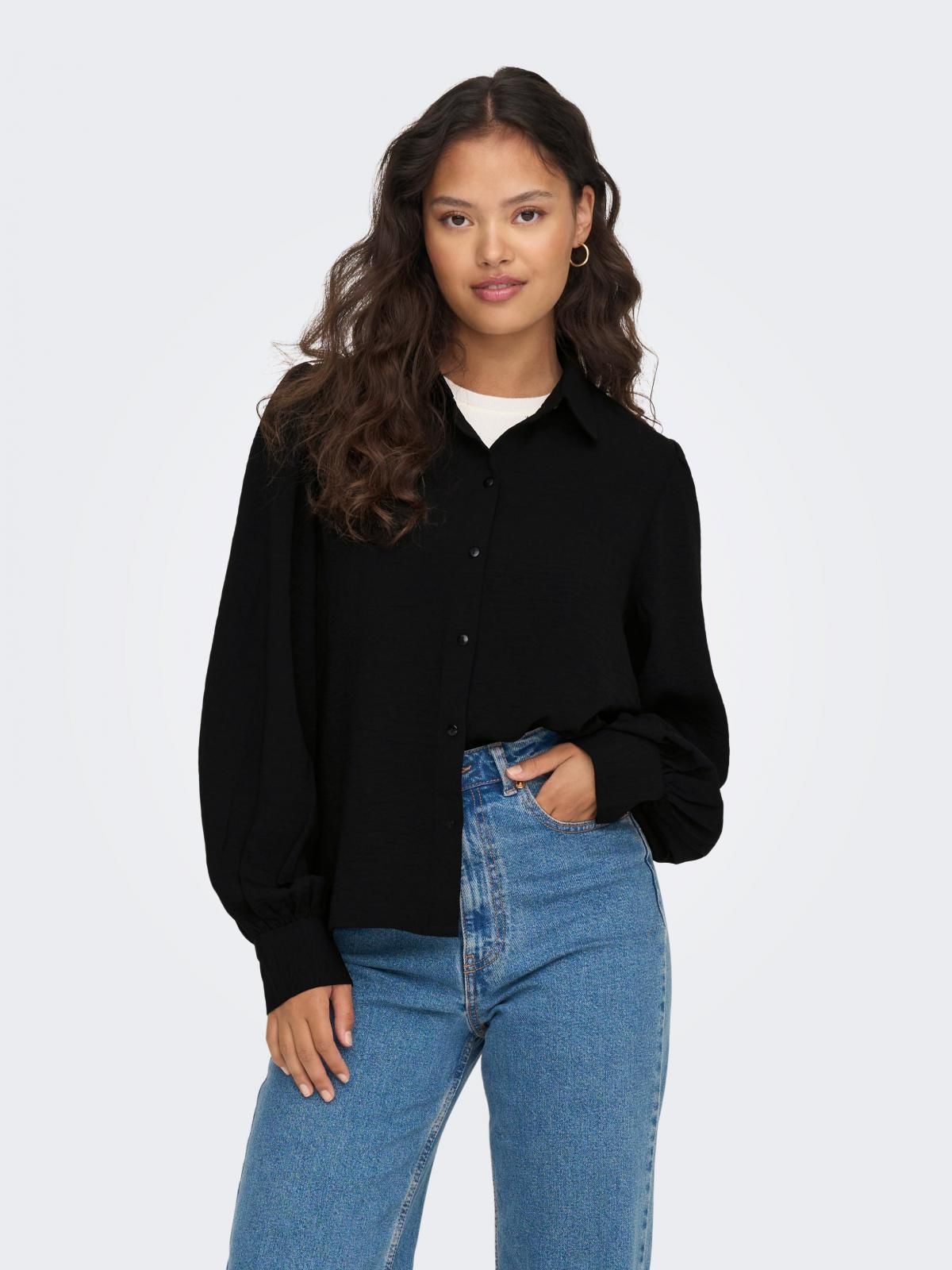 제이디와이 볼륨슬리브 레귤러핏 블랙 셔츠 15283183_2161 BLACK / BLACK - 메인 이미지