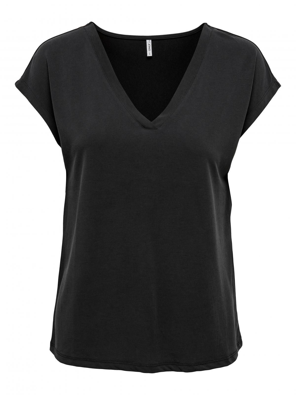 온리 베이직 브이넥 반팔 티셔츠 15287041_2161 BLACK / BLACK - 상세 이미지 3