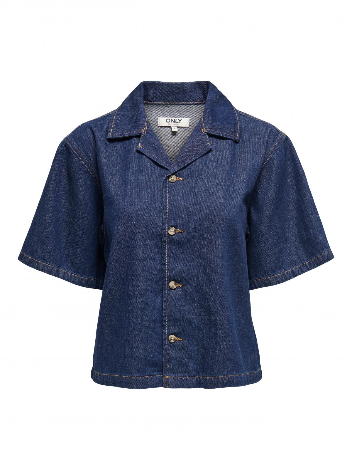 온리 데님 루즈핏 반팔 셔츠 15344418_2114_1182375 BLUE / DARK BLUE DENIM - 상세 이미지 3