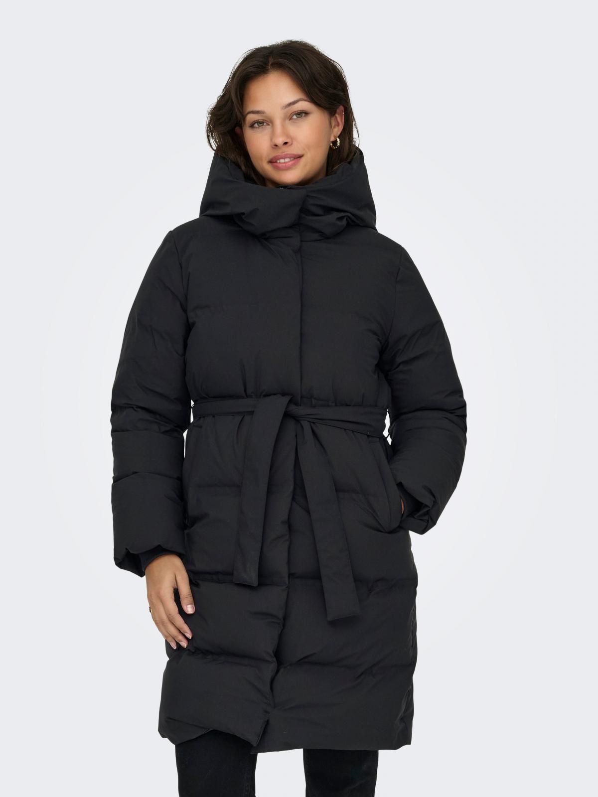 온리 방풍 벨트 롱 패딩코트 경량다운 하이넥 15365782_2161 BLACK / BLACK - 상품 이미지