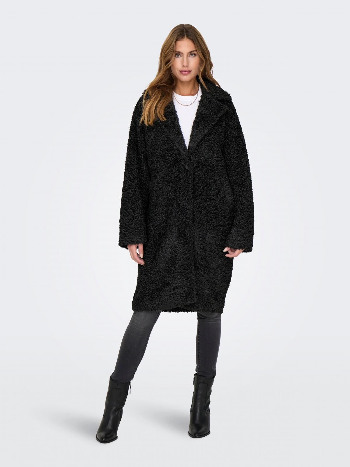 온리 테디디테일 롱코트 15322420_2161 BLACK / BLACK - 상품 이미지