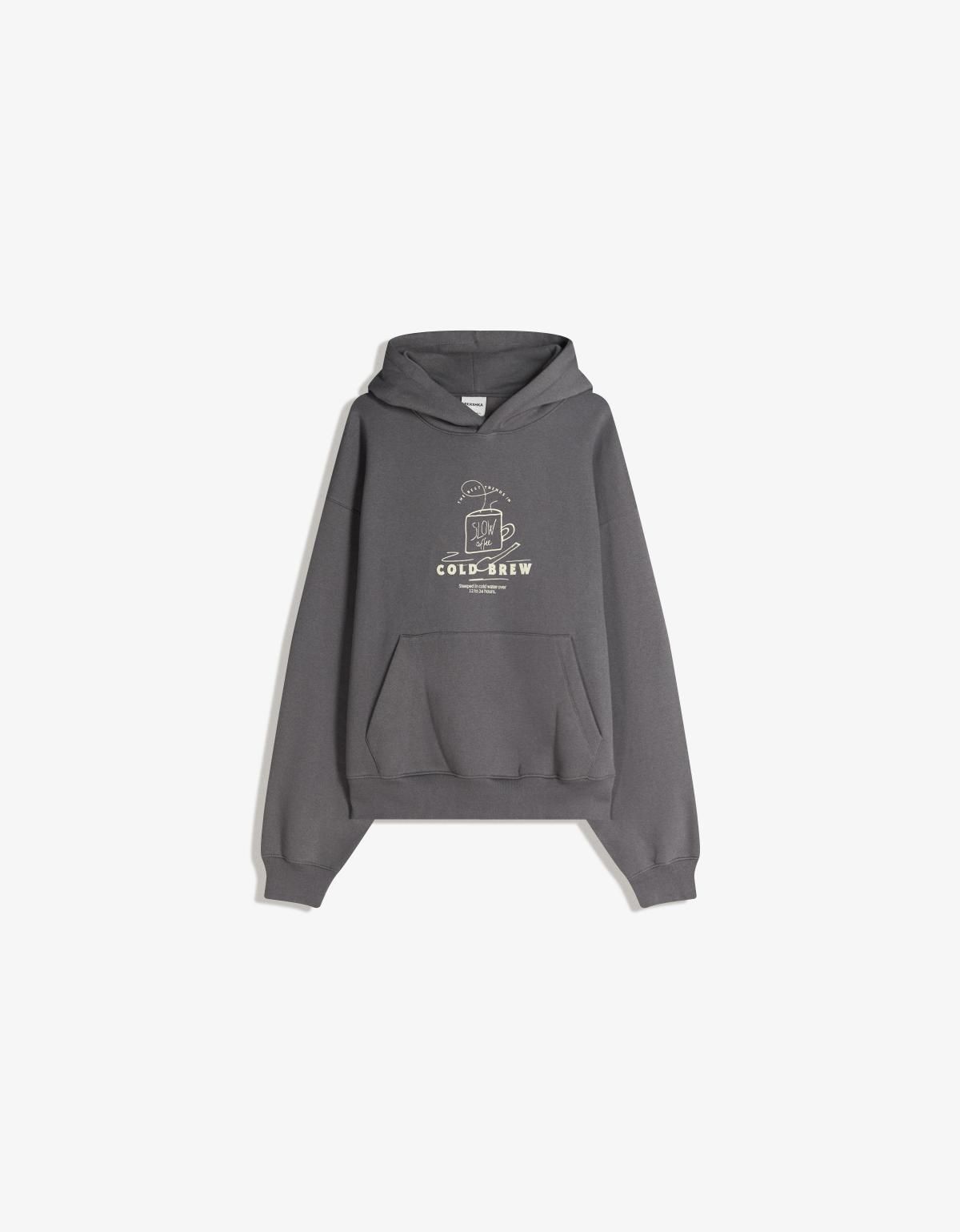 버쉬카 프린트 후드 스웨트셔츠 그레이 7409/498 DARK GREY - 상품 이미지