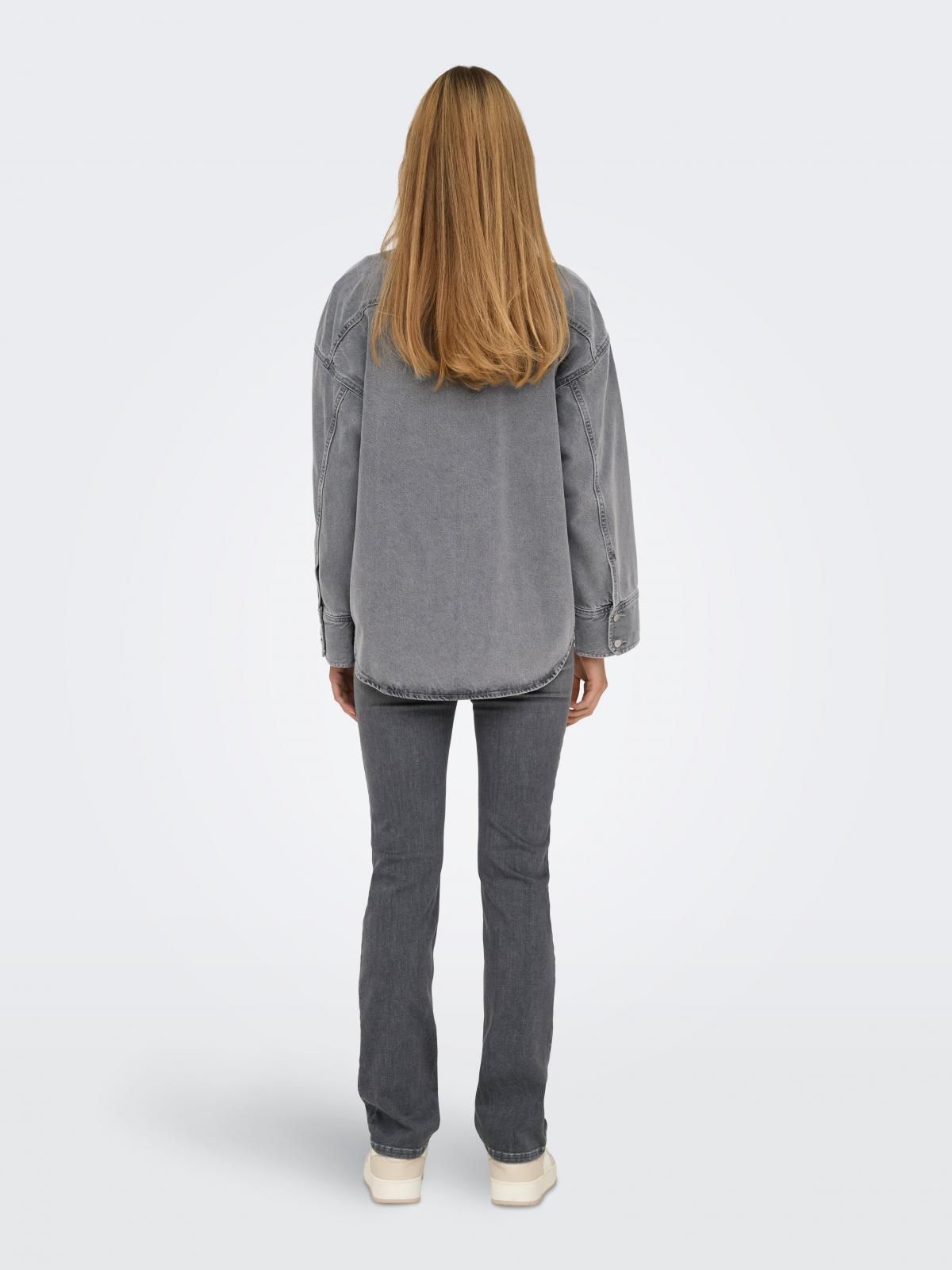 온리 오버핏 데님 긴팔 셔츠 캐주얼 코튼 15340611_2105 GREY / MEDIUM GREY DENIM - 상세 이미지 2