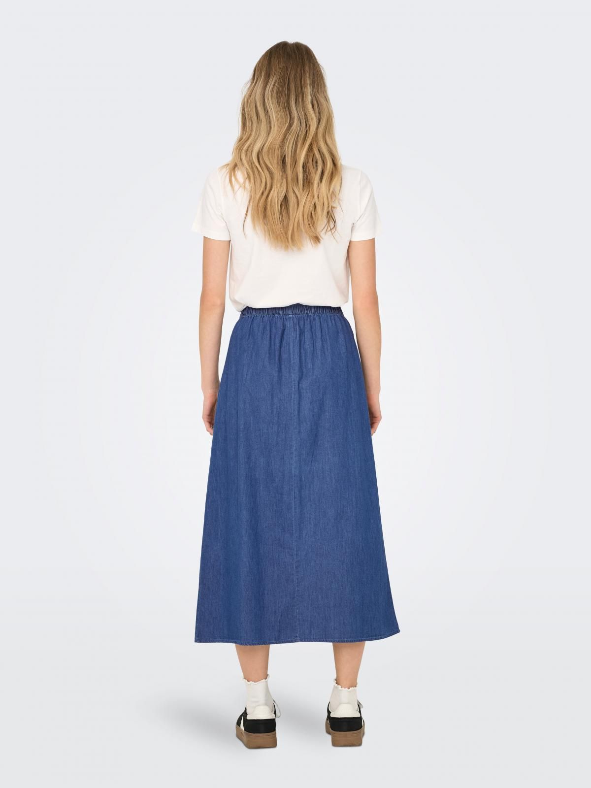 온리 데님 버튼 롱스커트 밴딩 15348894_2115 BLUE / MEDIUM BLUE DENIM - 상세 이미지 2