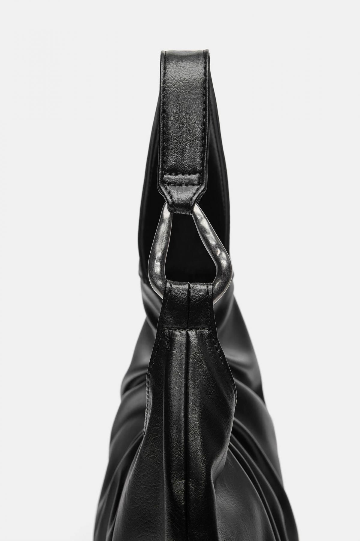 풀앤베어 메탈 링디테일 블랙 호보 숄더백 4004/740 BLACK - 상세 이미지 3