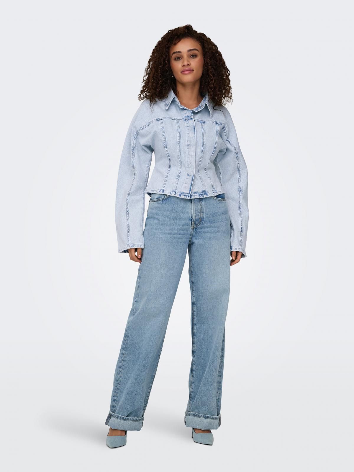 온리 라이트 크롭 데님 재킷 15355066_2116 BLUE / LIGHT BLUE DENIM - 상세 이미지 5