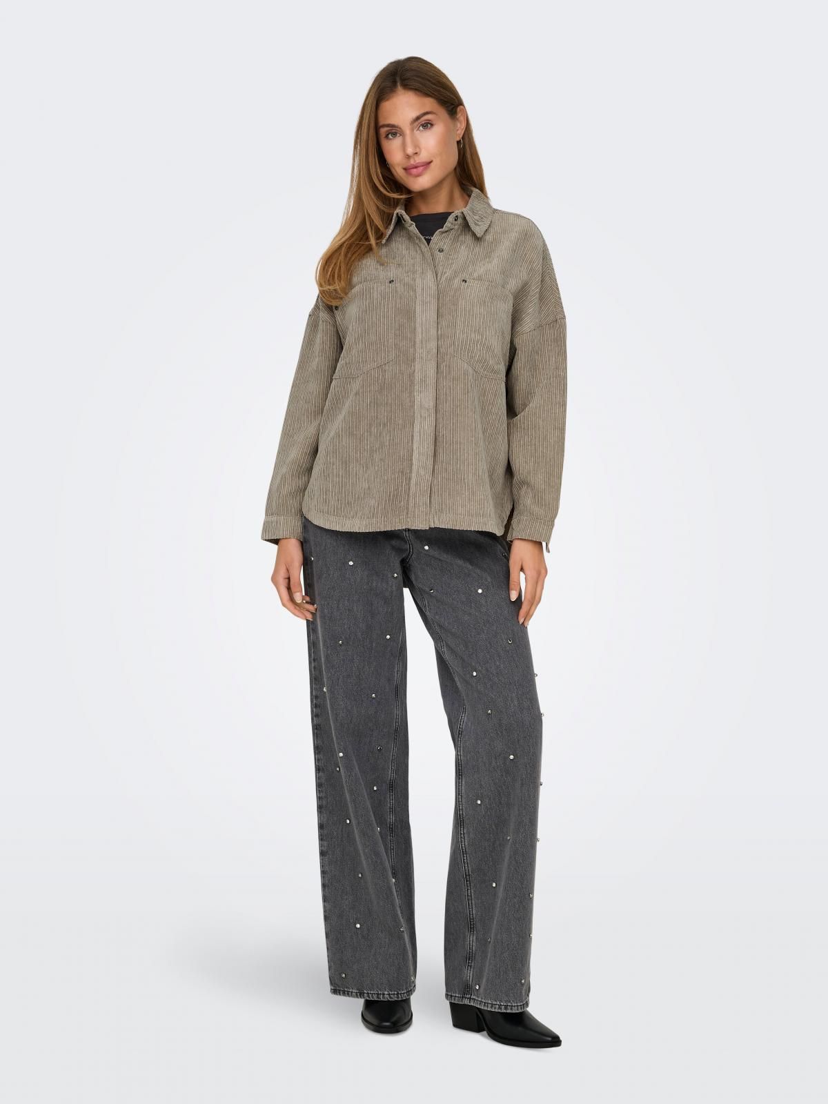 온리 오버핏 코듀로이 긴팔 셔츠 15278351_8524 BROWN / WEATHERED TEAK - 상세 이미지 5