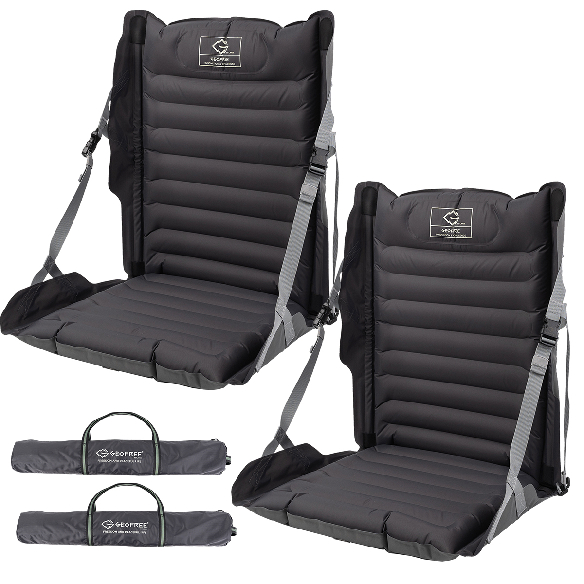 지오프리 에어 그라운드 체어 캠핑 좌식 의자 경량 차박 페스티벌 기본, 다크 그레이, 2개