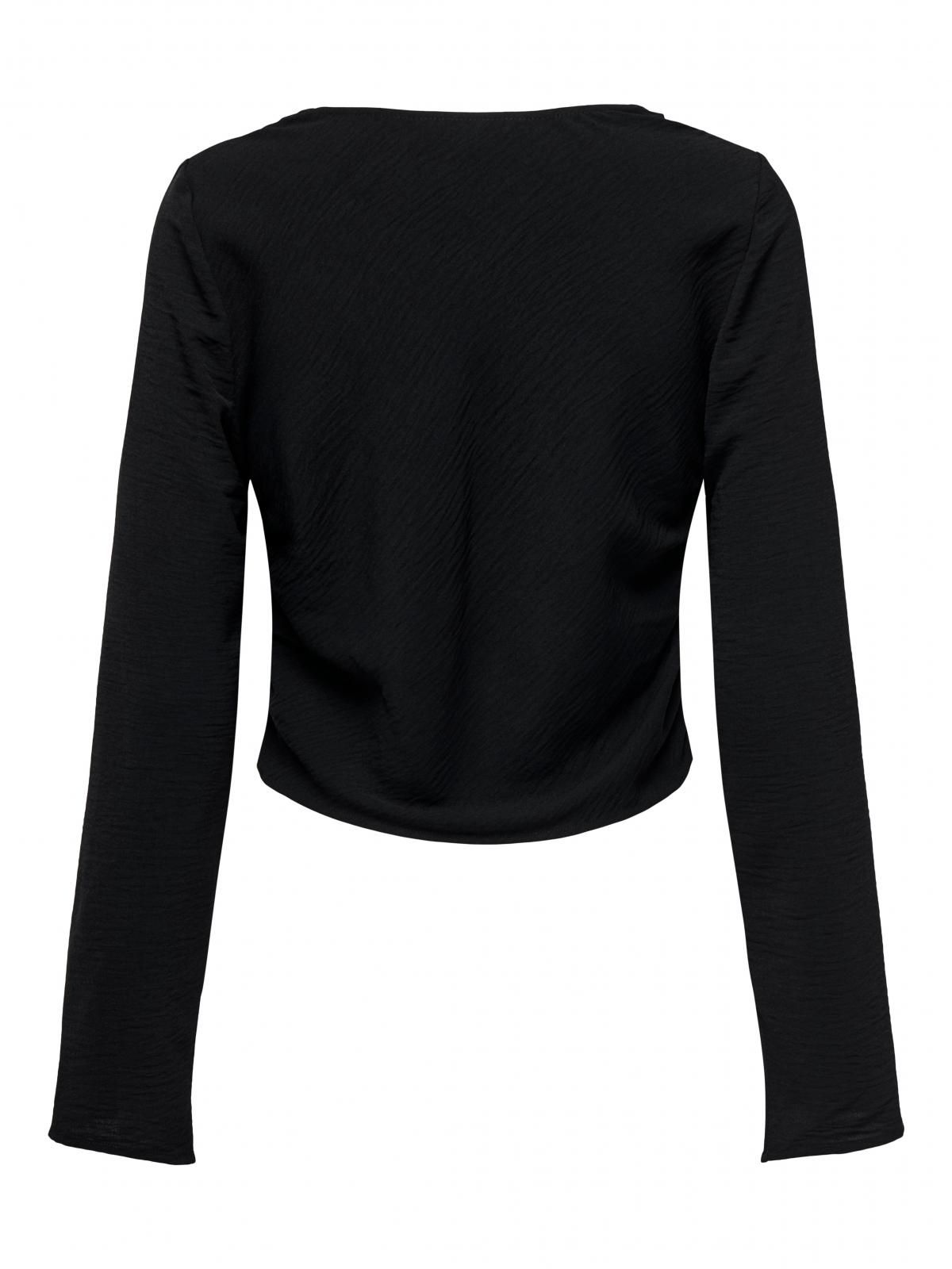 온리 드레이프넥 블라우스 레귤러핏 15340291_2161 BLACK / BLACK - 상세 이미지 4