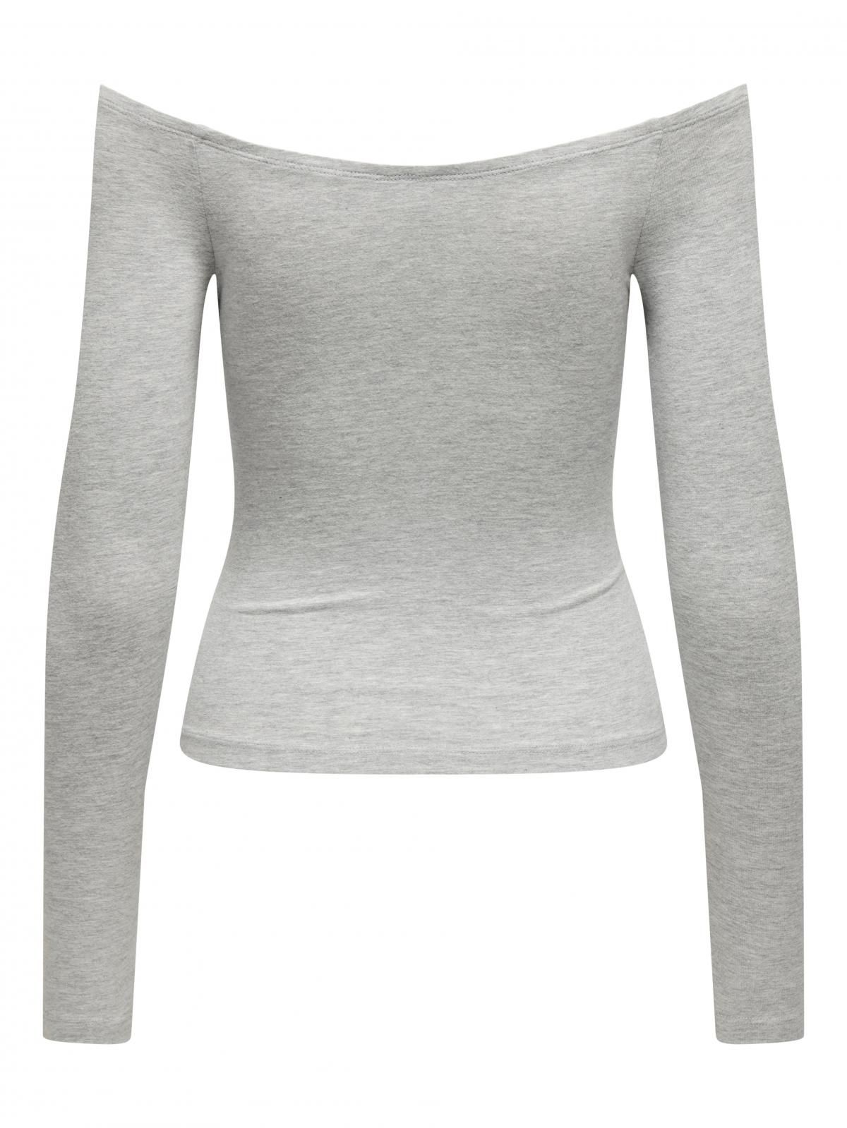 온리 베이직 오프숄더 슬림핏 긴팔 티셔츠 15348137_2381 GREY / LIGHT GREY MELANGE - 상세 이미지 4
