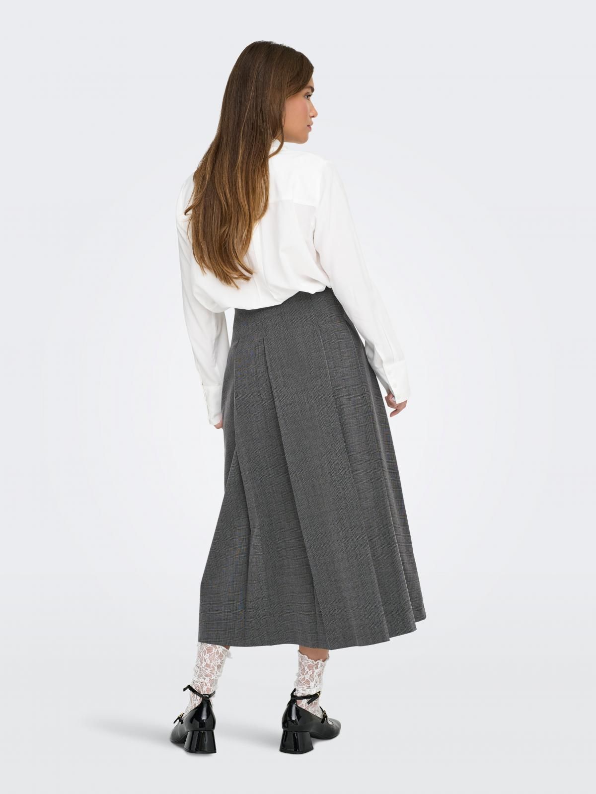 온리 테일러드 플리츠 롱 스커트 15359282_2383_1225491 GREY / DARK GREY MELANGE - 상세 이미지 2