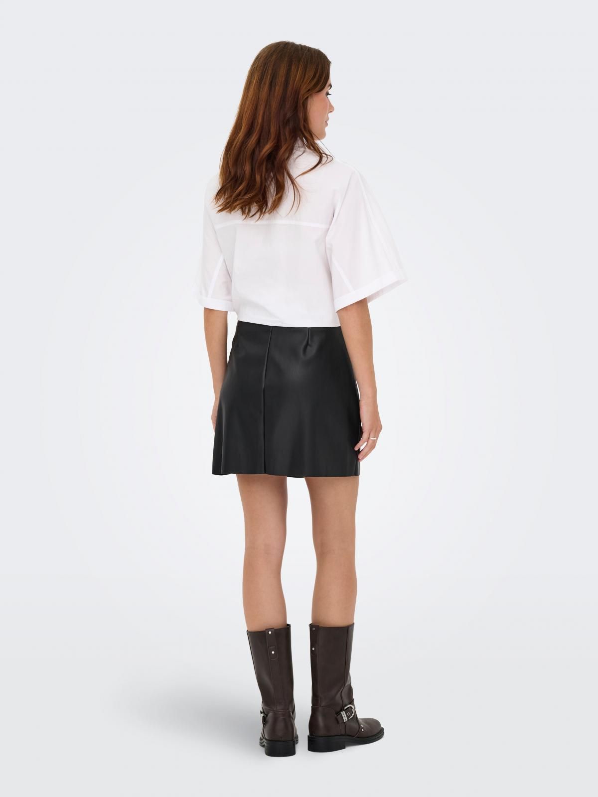 온리 플리츠 레더 미니 스커트 15353576_2161 BLACK / BLACK - 상세 이미지 2