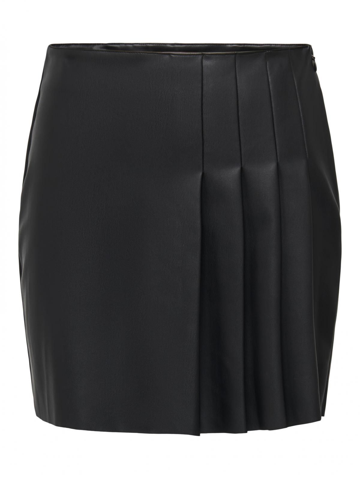 온리 플리츠 레더 미니 스커트 15353576_2161 BLACK / BLACK - 상세 이미지 3