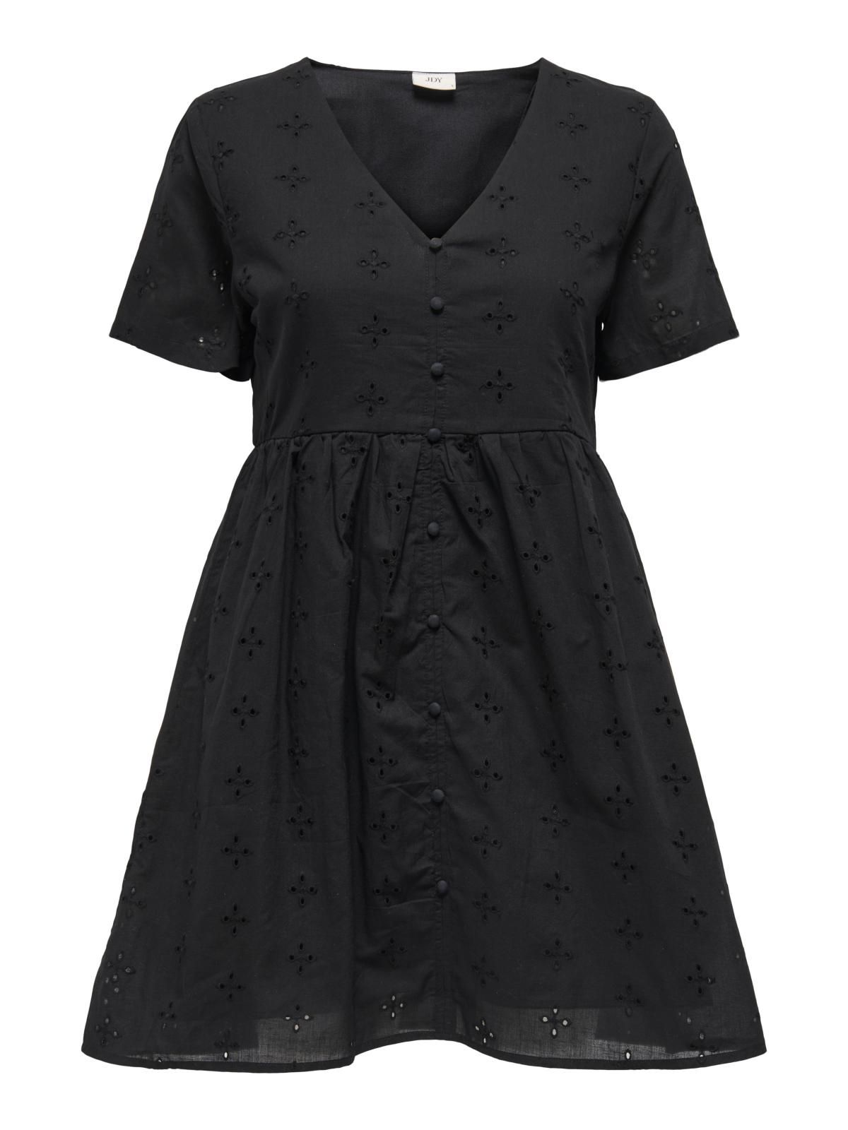 제이디와이 자수 브이넥 미니 원피스 블랙 15347044_2161 BLACK / BLACK - 상세 이미지 3