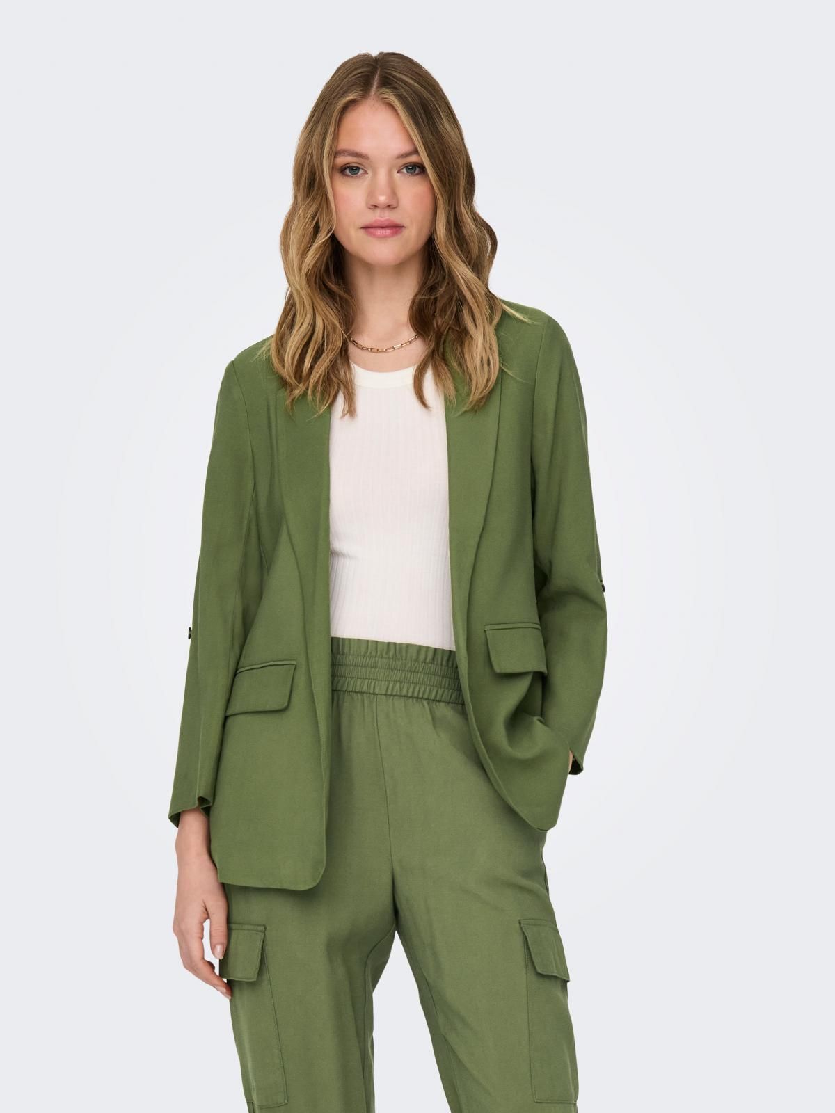 온리 루즈핏 플랩 포켓 롱 블레이저 15310839_1891 GREEN / CAPULET OLIVE - 상품 이미지
