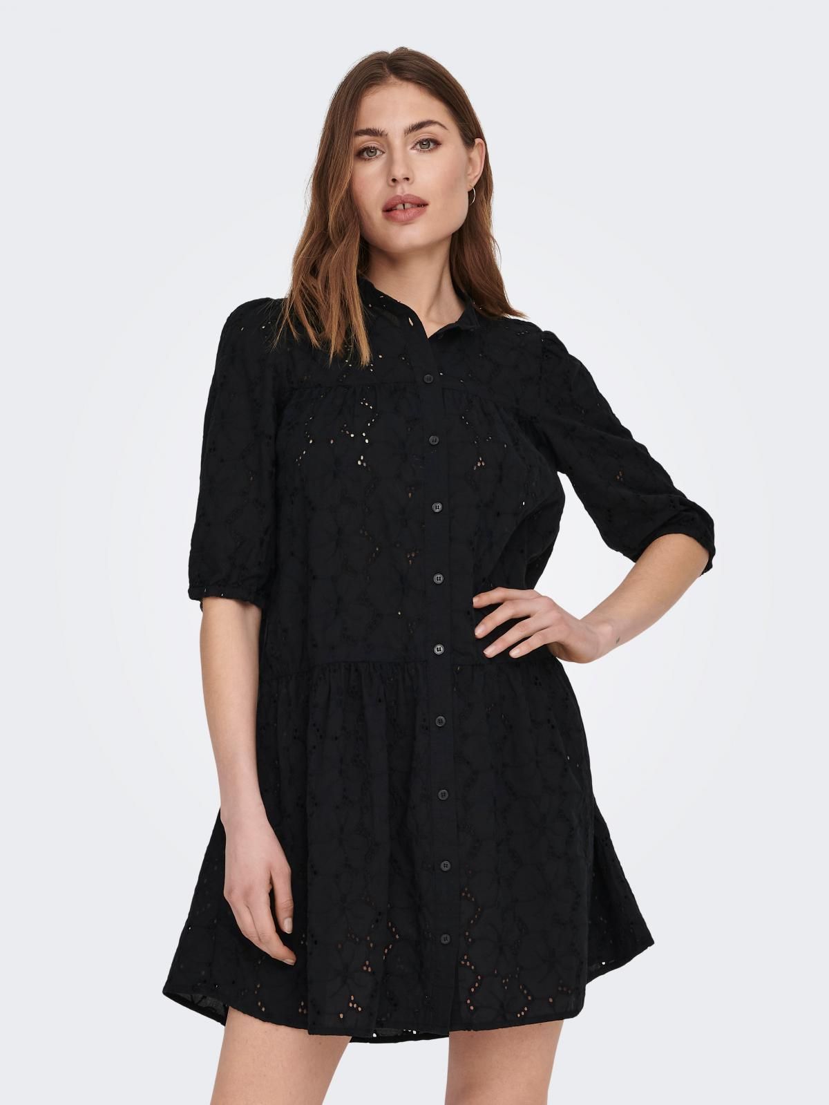 온리 레이스 7부소매 미니 원피스 블랙 15291833_2161 BLACK / BLACK - 메인 이미지