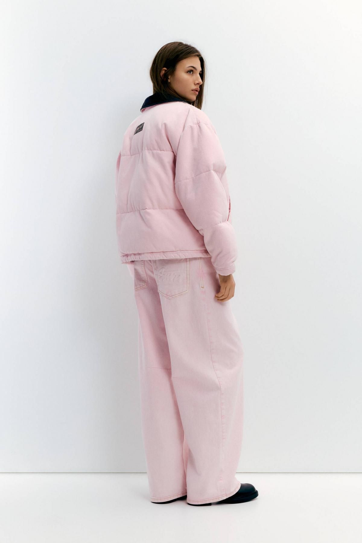 풀앤베어 STWD 배색 칼라 숏 패딩 재킷 7700/342 ROSE PINK - 상세 이미지 3
