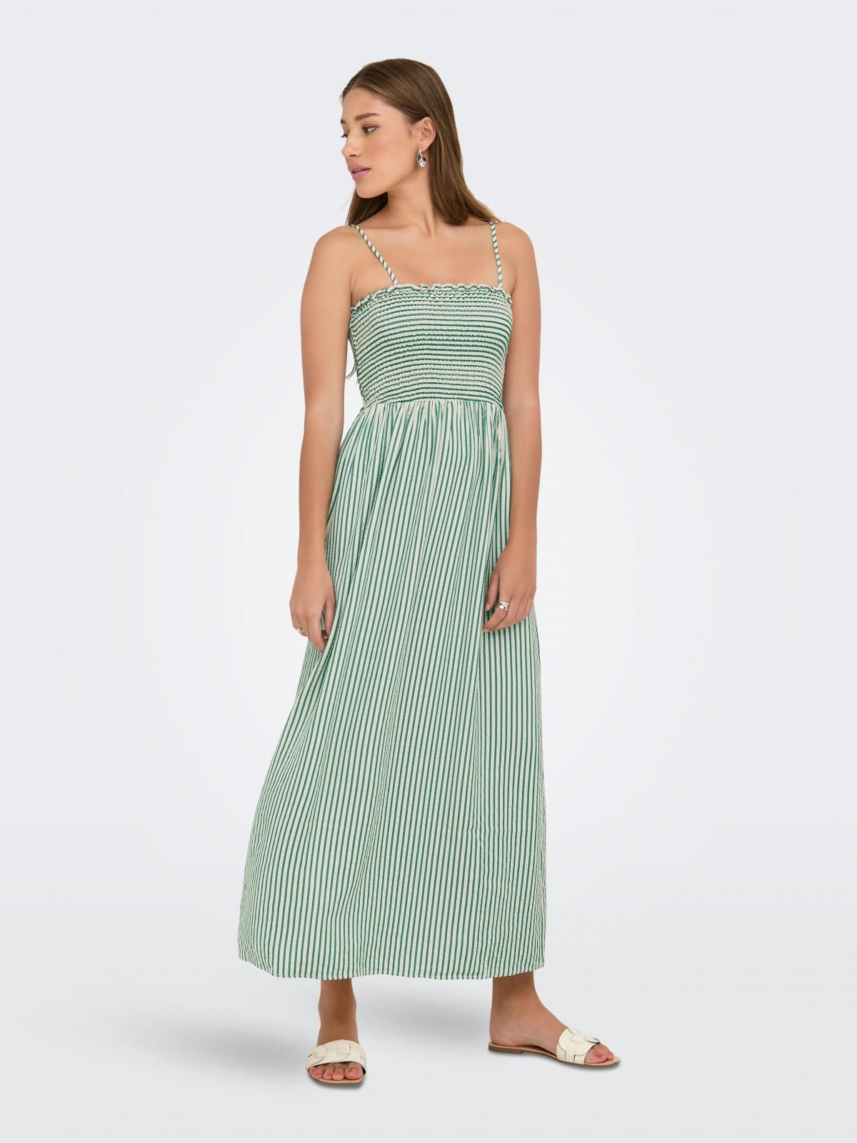 온리 스트라이프 스트랩 롱 원피스 15352718_1555_1201144 TURQUOISE / CADMIUM GREEN - 상품 이미지
