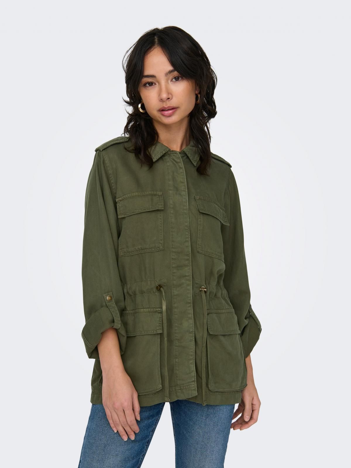 온리 테크니컬 카키 포켓 스트링 재킷 15309829_4263 GREEN / KALAMATA - 상품 이미지