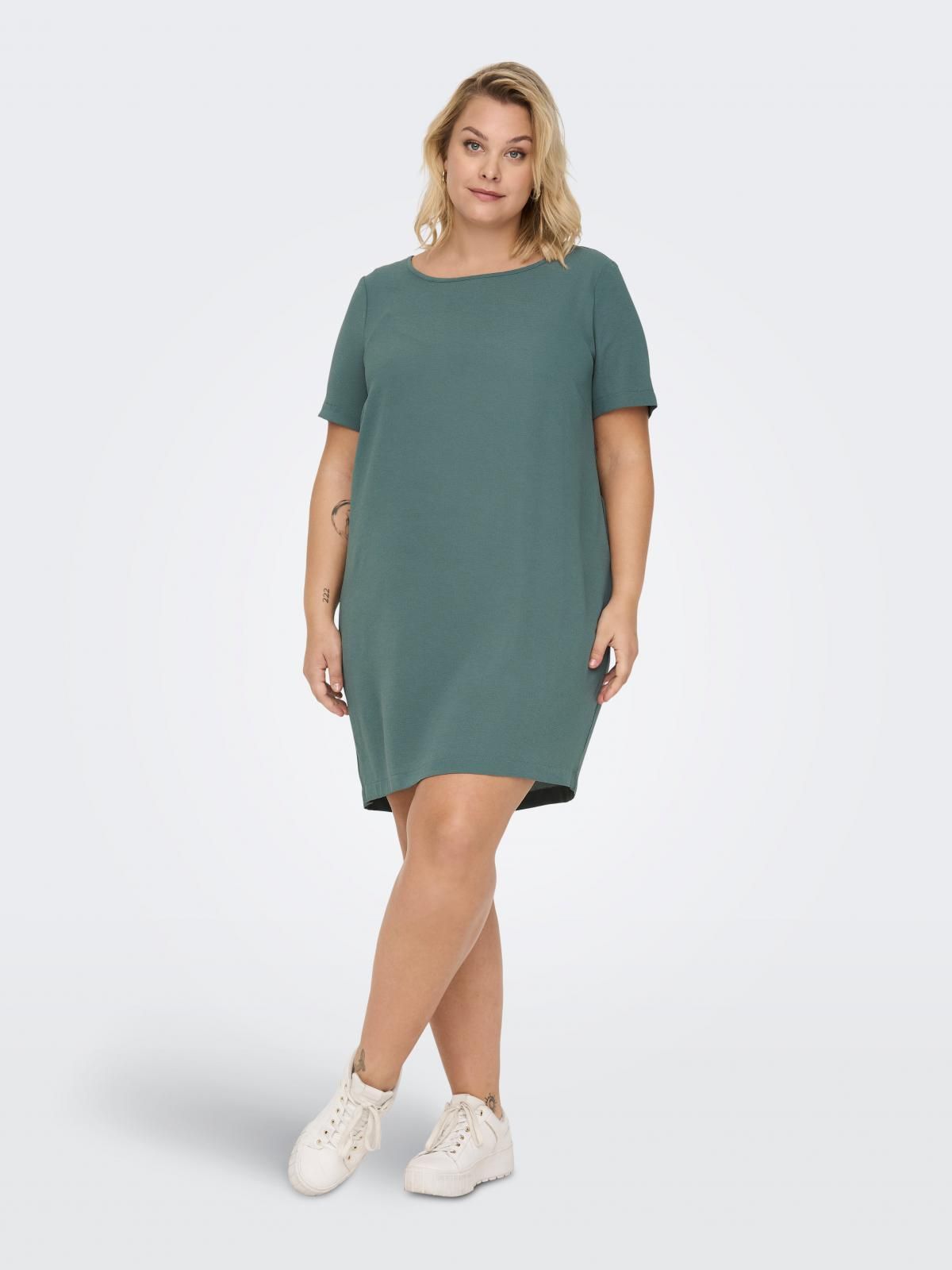 온리 데일리 루즈핏 미니 원피스 반팔 15299253_1469 GREEN / BALSAM GREEN - 상세 이미지 5