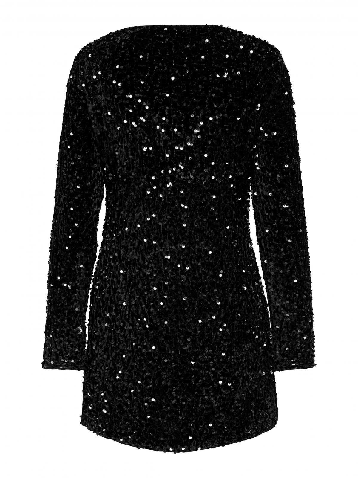 온리 파티 글리터 브이넥 시퀸 미니 원피스 15358389_2161_1243764 BLACK / BLACK - 상세 이미지 4
