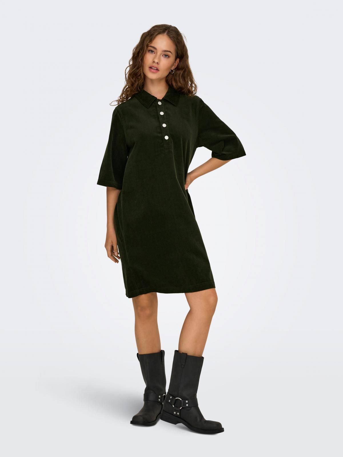 온리 코듀로이 셔츠카라 미니 원피스 15353640_1647 GREEN / ROSIN - 상품 이미지