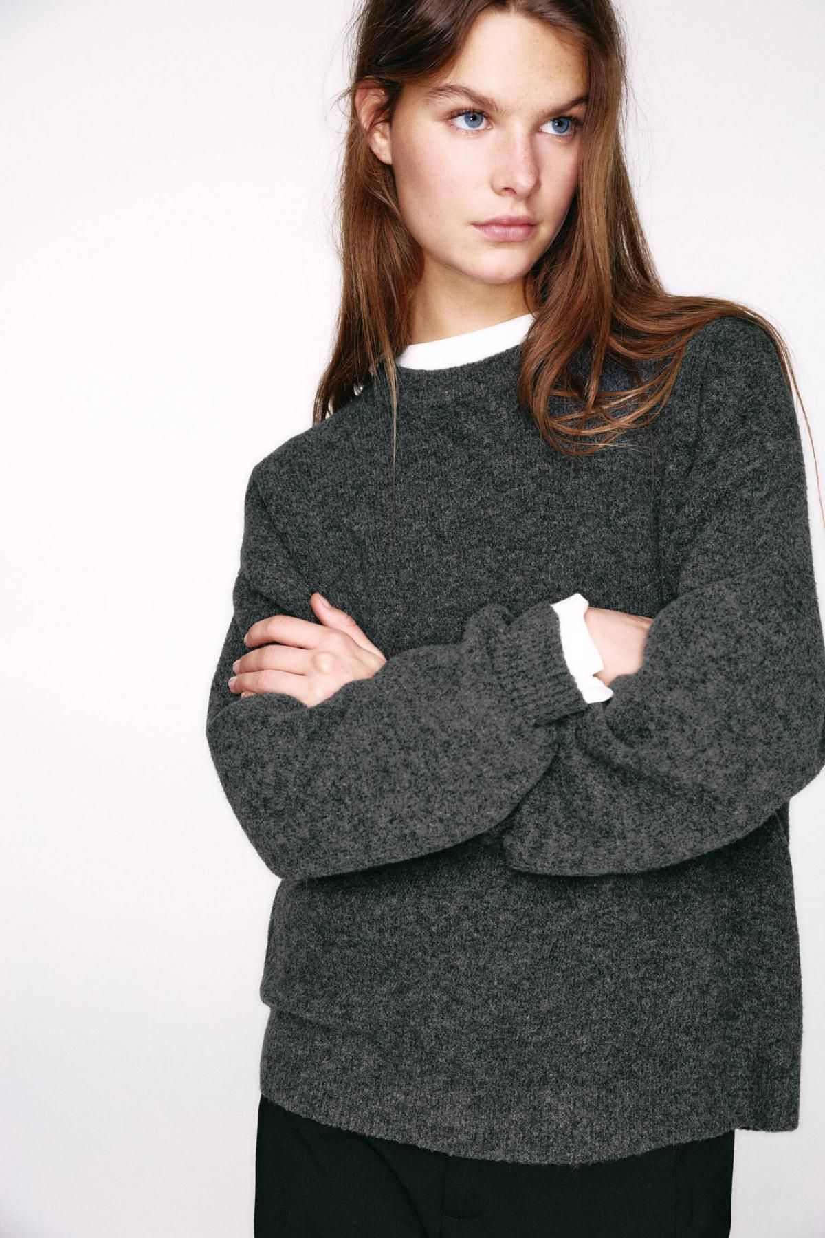 풀앤베어 소프트 라운드넥 니트 스웨터 7550/305 ANTHRACITE GREY - 상세 이미지 2