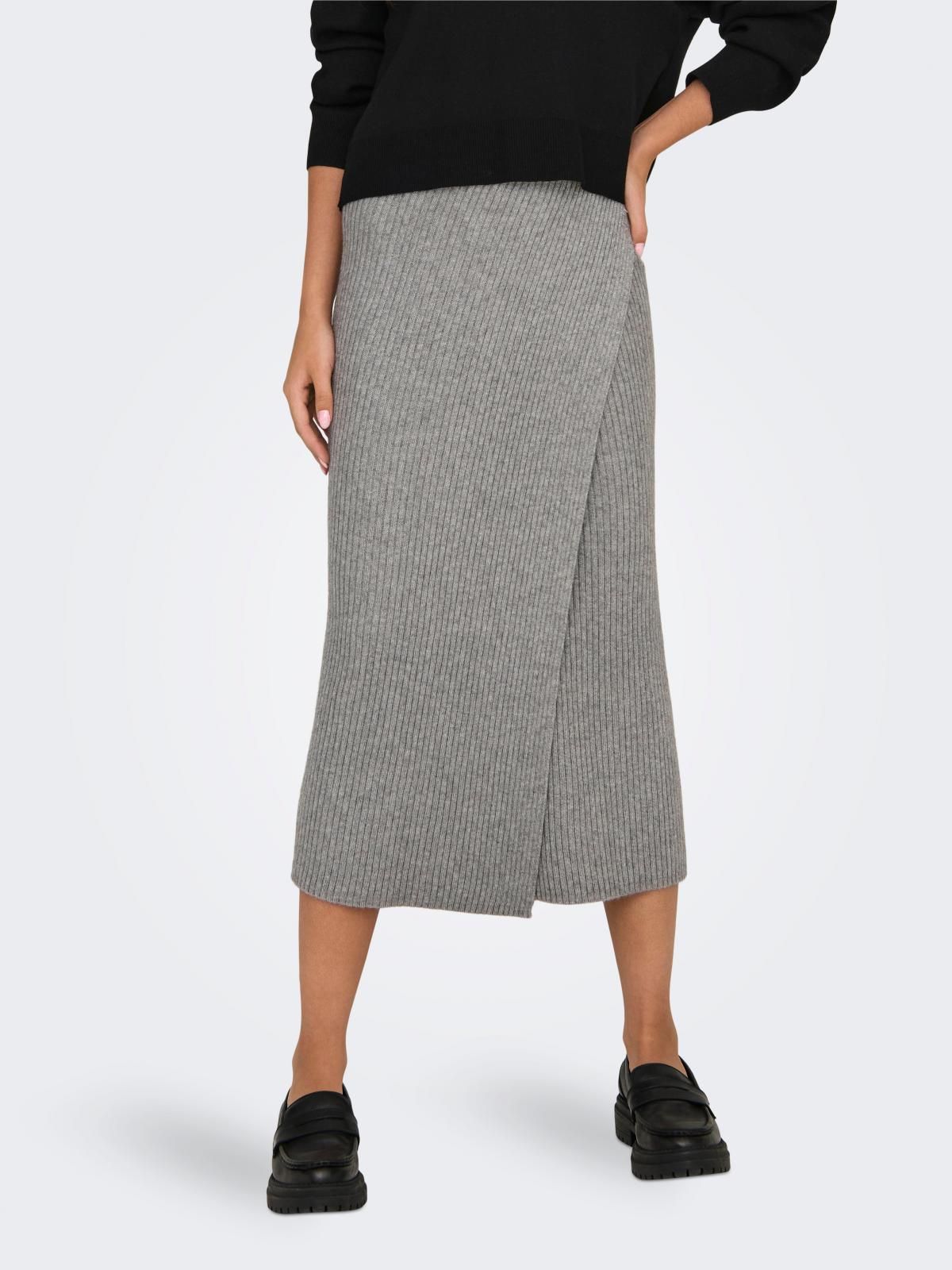 온리 미니멀 랩 미디 스커트 15324653_2382 GREY / MEDIUM GREY MELANGE - 메인 이미지