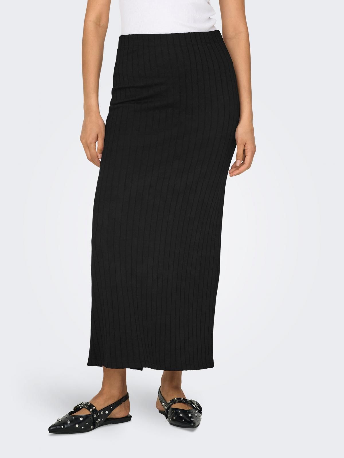 온리 베이직 데일리 롱 스커트 블랙 15341385_2161 BLACK / BLACK - 메인 이미지