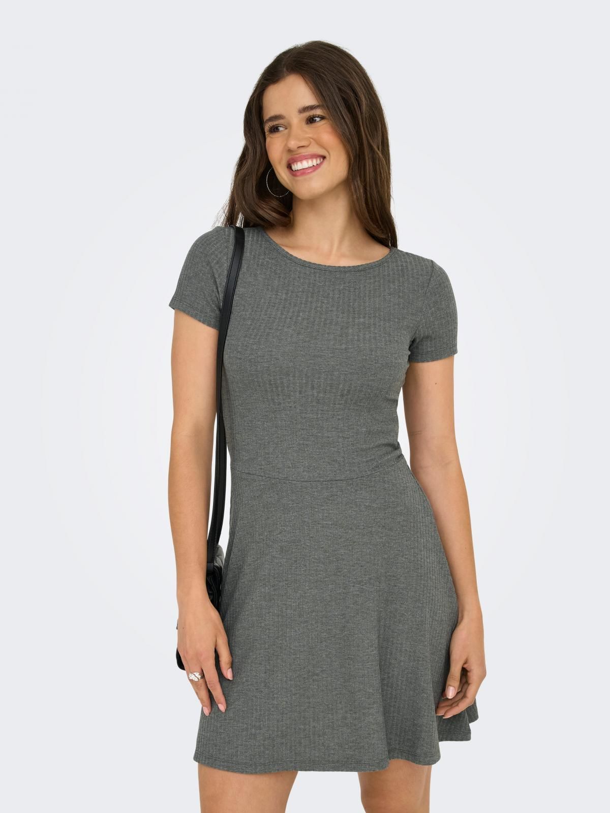 온리 베이직 저지 미니 원피스 반팔 15367582_142 GREY / CASTOR GRAY - 상품 이미지